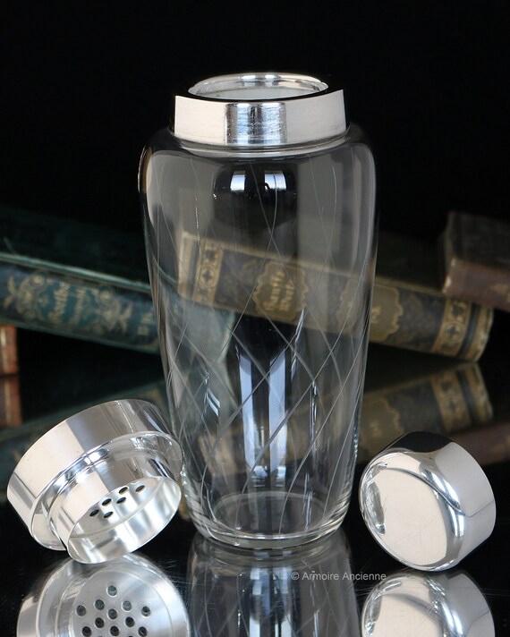 Silver-Plated Mounting Frosted Glass COCKTAIL SHAKER