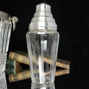 Crystal COCKTAIL SHAKER, Silver Plated Mounting, 1920s