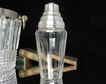 Crystal COCKTAIL SHAKER, Silver Plated Mounting, 1920s