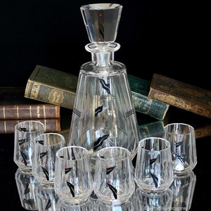 Bohemian Liquor Decanter and Glasses Set - HAIDA, 1930s