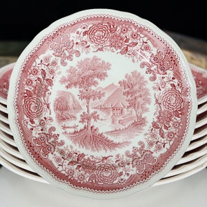 6x Cake Plates - Side Dish Plate - Red and White - VILLEROY & BOCH - Burgenland Pattern