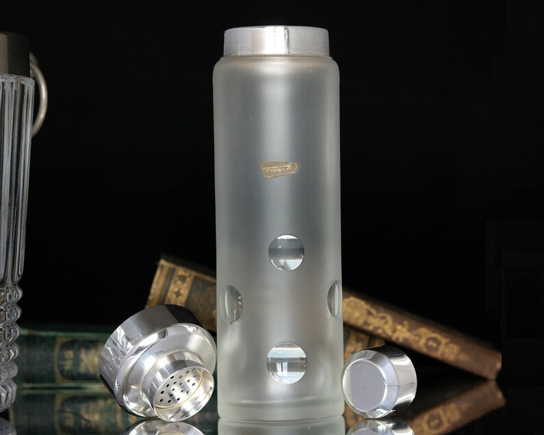 Silver-Plated Mounting Frosted Glass COCKTAIL SHAKER