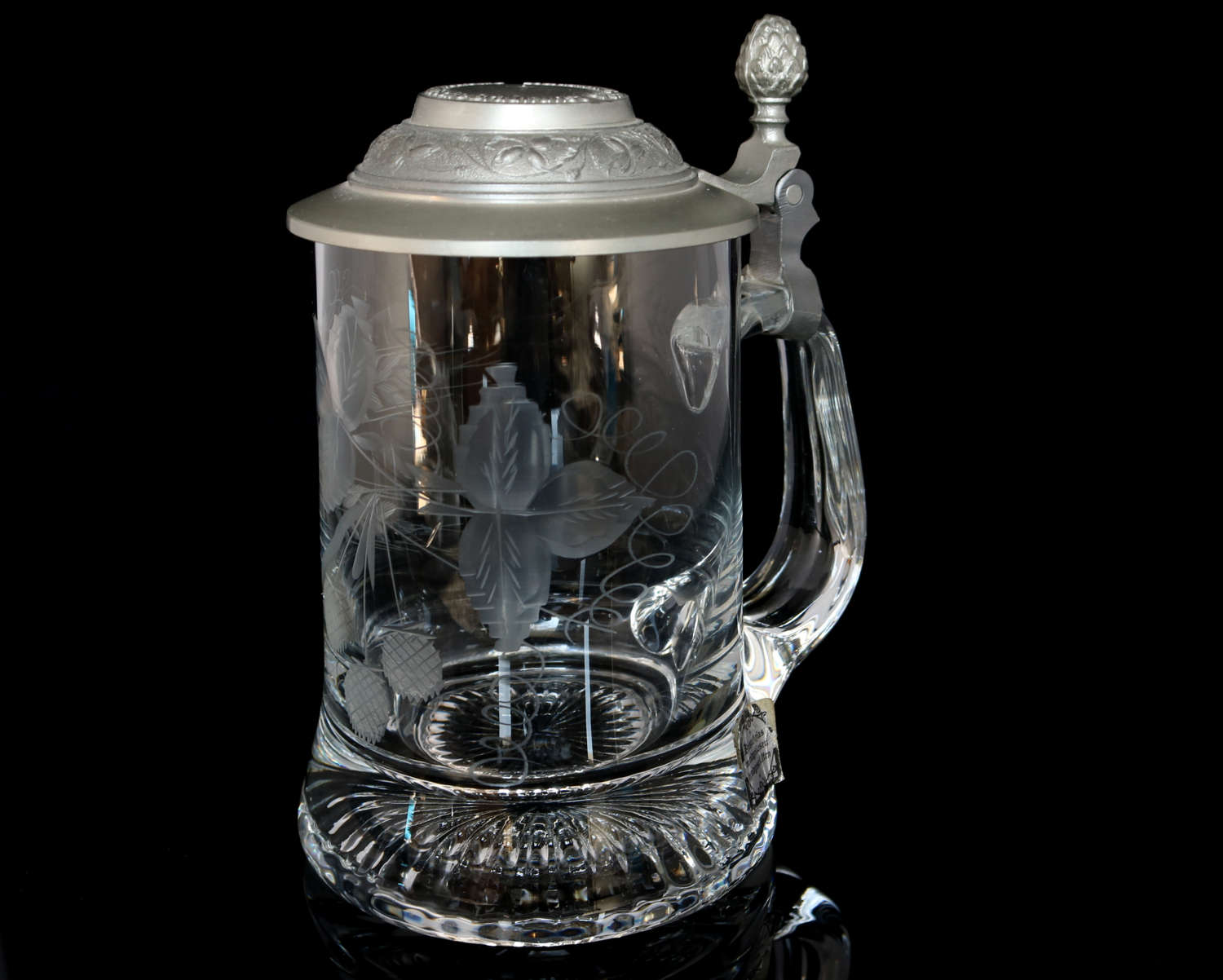 Beer Stein Cut Crystal Beer Tankard with Pewter Lid and Etsy