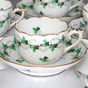 1x Demitasse Cup with Saucer - HEREND Persil / Parsley
