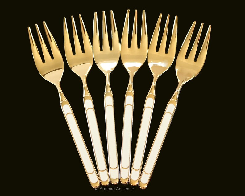 6x HANSEAT Cake Forks 24K Goldplated Design by August Etsy