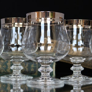 6x COGNAC Glasses with Silver Rim - Brandy Snifters