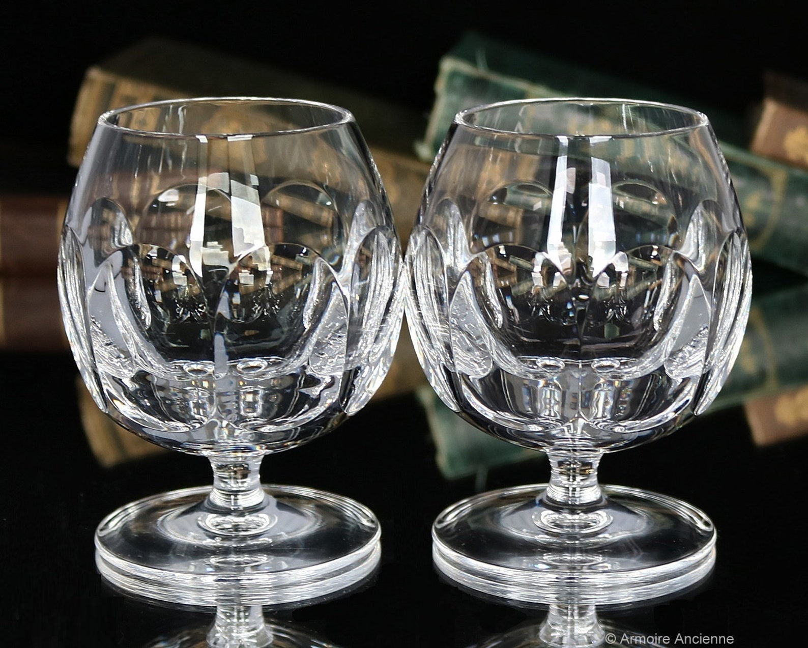 2x Large Crystal COGNAC Glasses Brandy Snifters Etsy