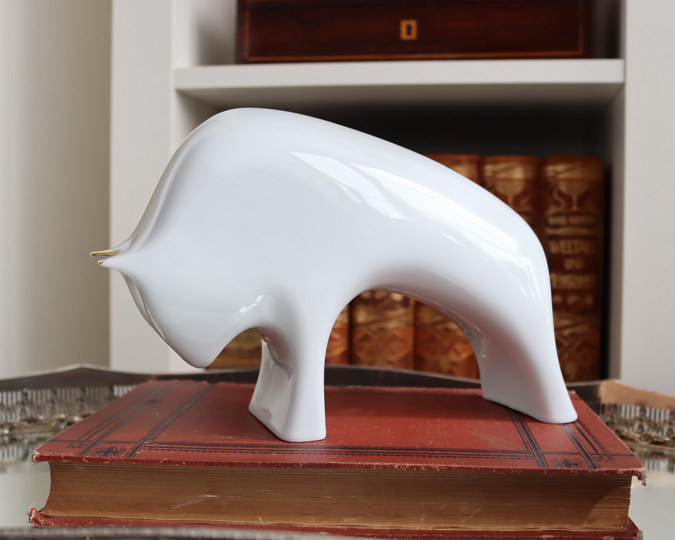  Bulls&Bears 置物 ホワイトポーセリン Porcelain Bull - Etsy Canada