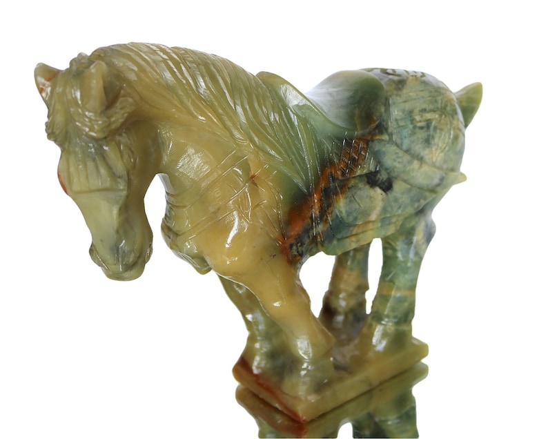 Large Chinese Tang Horse Figurine HandCarved Natural Green Etsy