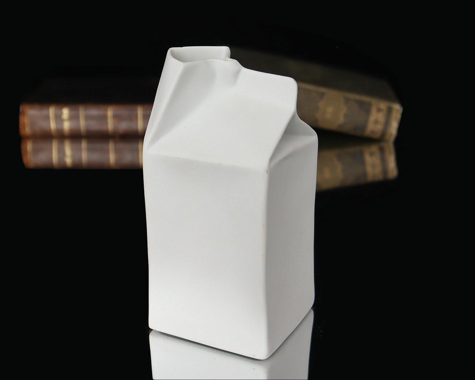 Bisque Porcelain Vase in Milk Carton Design - ROSENTHAL Do Not