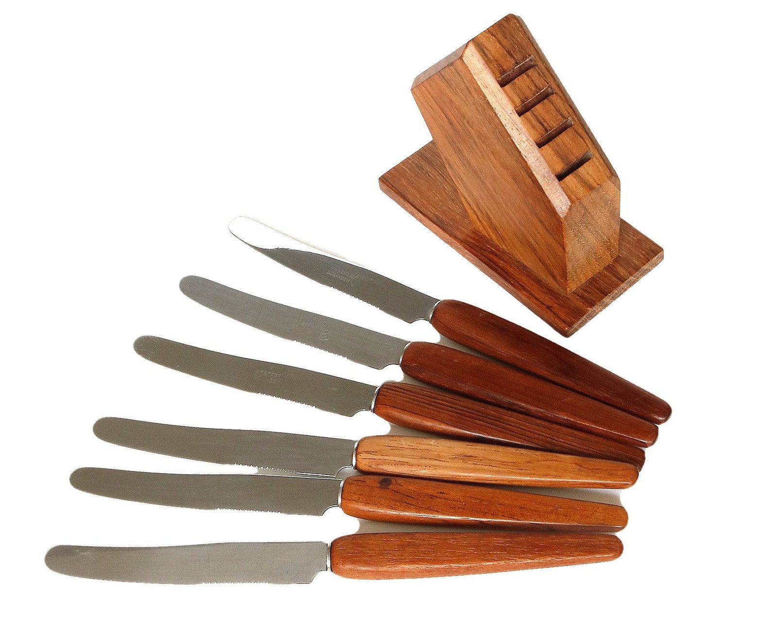 Cheese KNIFE SET With Wooden Holder Snack Knives Butter Etsy
