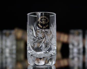 Vasos de chupito de cristal tallado de mediados de siglo – Juego de 5 / Paula Crystal, Alemania
