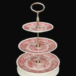 Porcelain 3-Layered Cake Stand  - VILLEROY & BOCH Burgenland Red