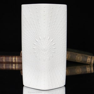 White Bisque Porcelain Vase with Textured Decor - K&A Krautheim