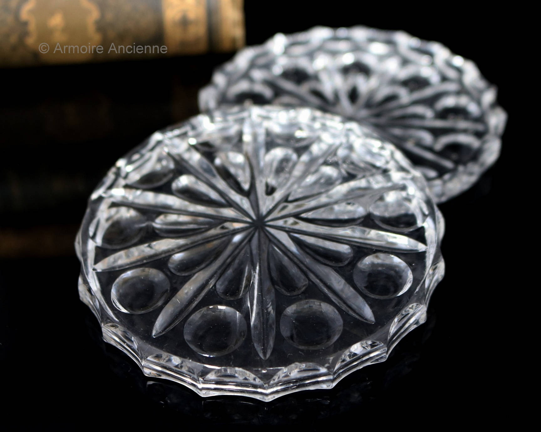 5x Vintage Crystal Coaster Set Etsy