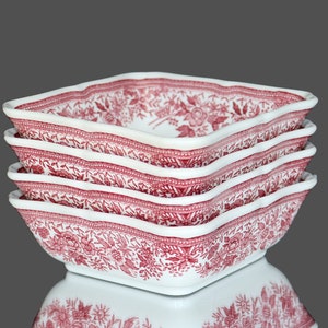 1x Small Square Bowl, 15 x 15 cm in Red and White - VILLEROY & BOCH Fasan - Pheasant Pattern