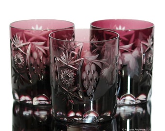Pair Of Crystal Cut Glass Whiskey Tumblers 3 1/2 inch vgc criss cross pattern Pair Of Crystal Cut Glass Whiskey Tumblers 3 1/2 inch vgc criss cross pattern