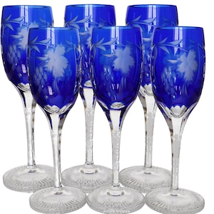 Nachtmann Traube Kristall Prosecco Flöten in Kobalt Blau, 6er Set
