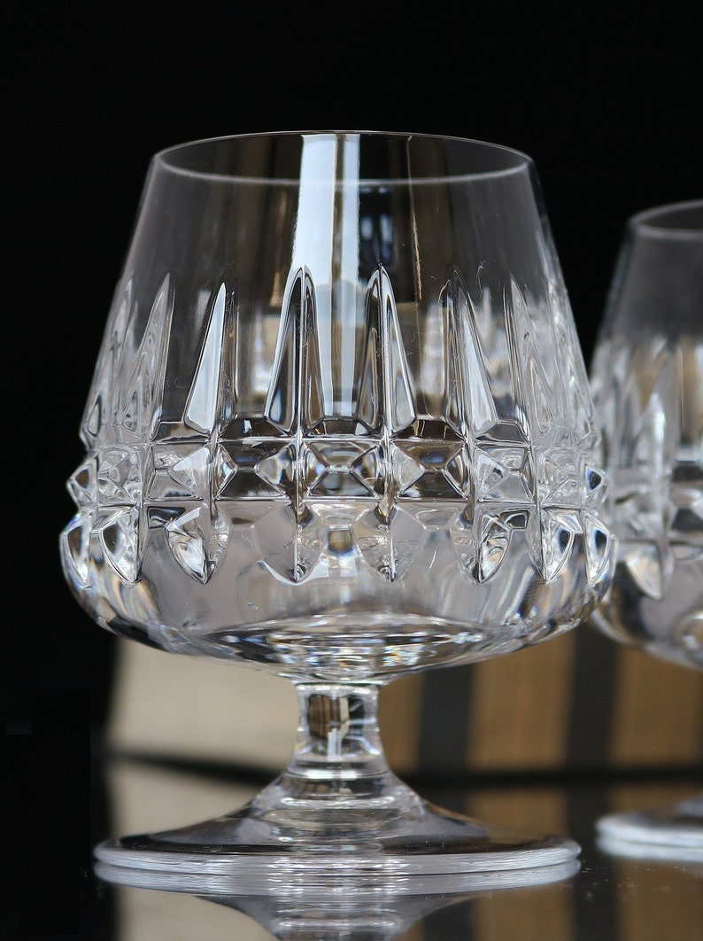 Set of 2 Crystal Cognac Glasses Heavy Cut Decor Cut Brandy Etsy