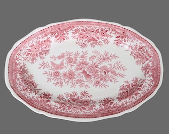 Oval Serving Plate - Red and White Porcelain - VILLEROY & BOCH Fasan - Pheasant Pattern