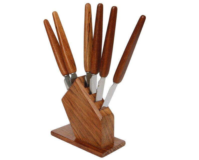 Cheese KNIFE SET With Wooden Holder Snack Knives Butter Etsy