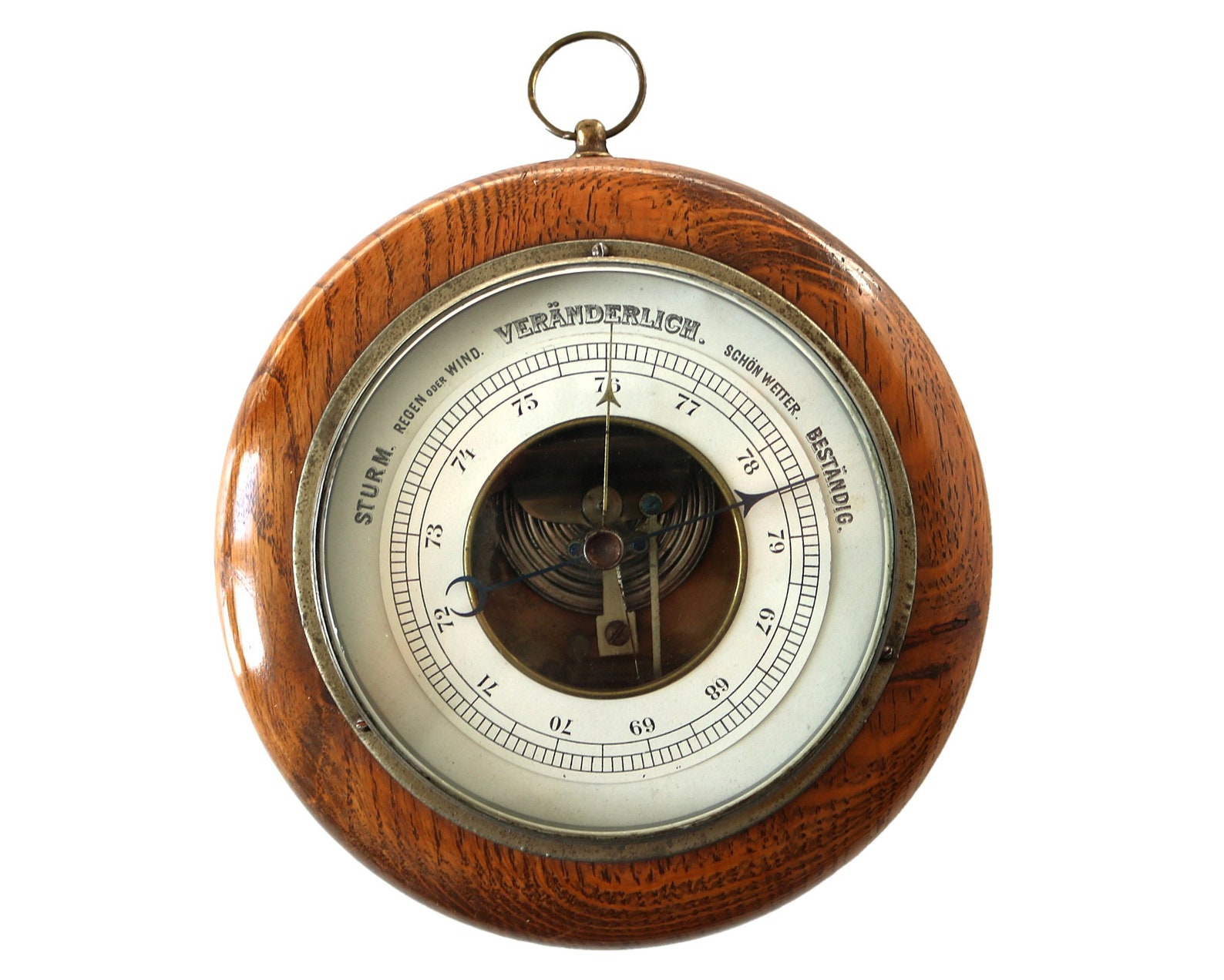 Maritime BAROMETER Wood & Brass Atmospheric Pressure Etsy