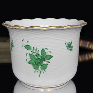 Large HEREND Porcelain Planter: Apponyi Green