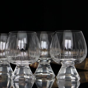 Kleine kristallen cognacglazen op gefacetteerde voet | Set van 6 inch