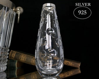 Crystal VASE with 925 Silver Rim - WILHELM BINDER, 1930s