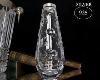 VASE en cristal avec rebord en argent 925 - WILHELM BINDER, 1930s