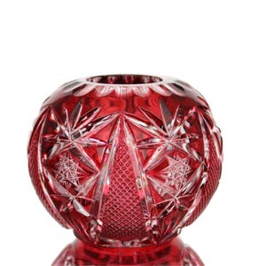 Round CRYSTAL VASE with Cranberry Overlay - NACHTMANN