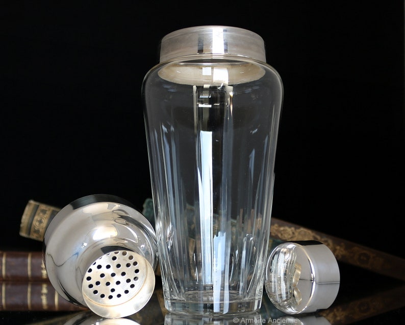 Vintage Crystal Cocktail Shaker With Silverplated Mounting Etsy