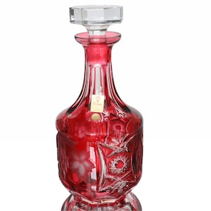 Crystal DECANTER with Cranberry Overlay - NACHTMANN Traube