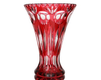 Grand vase en cristal avec superposition de rubis dorés - NACHTMANN