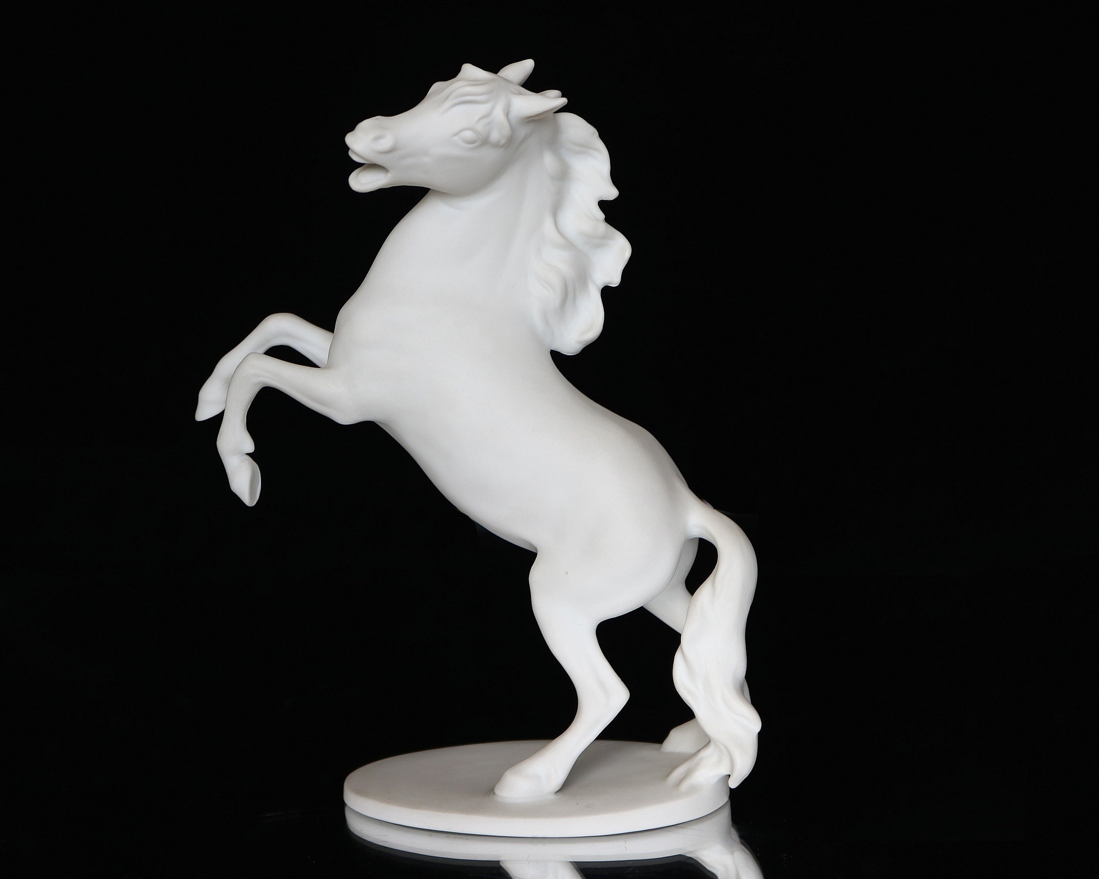 Bisque Porcelain Figurine 19cm - Rearing Wild Horse - AK KAISER