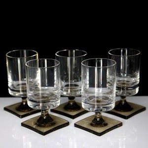 ROSENTHAL Berlin Crystal Shot Glasses, Square Foot - Design by G. Butler Jensen | Set of 5