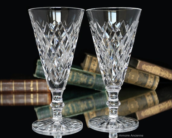 WATERFORD Crystal CHAMPAGNE FLUTES Adare Pattern Set of 2 