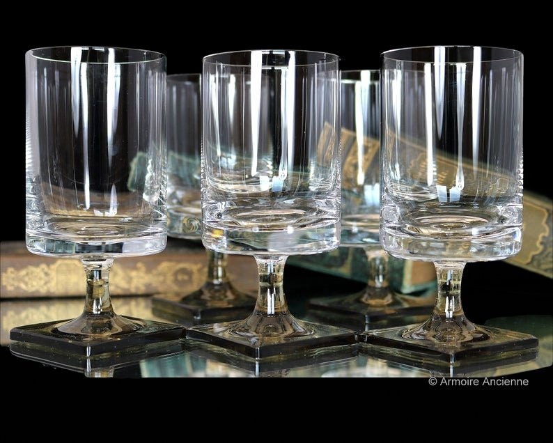 ROSENTHAL 6x Crystal WINE GLASSES on Square Foot Berlin Design by George  Butler Jensen 