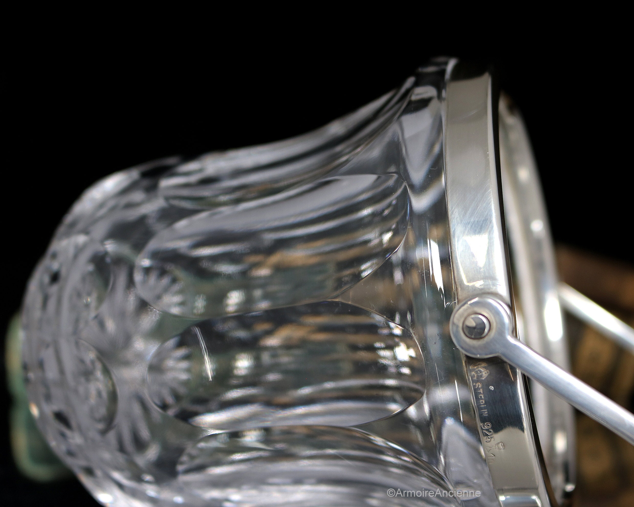 925 スターリングシルバーの台座付きクリスタルアイスバケツ - OTTO