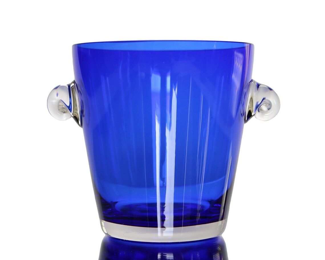 Small Glass Ice Bucket / Ice Holder Cobalt Blue Etsy
