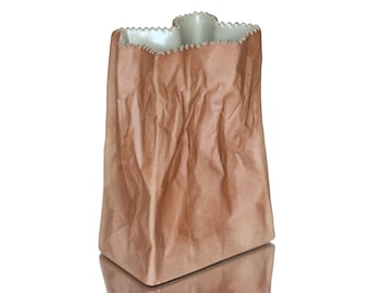 ROSENTHAL Ceramic Vase in Paper Bag Design 15 cm, Do Not Litter Collection - Design by Tapio Wirkkala