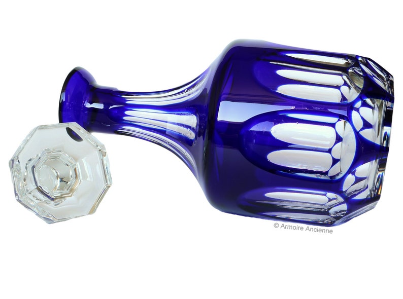 CRYSTAL DECANTER With Cobalt Blue Overlay Christmas Gift Etsy