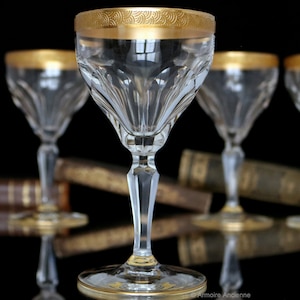 4x Crystal Wine Glasses with 24K Gold Rim - Wine Goblets - OERTEL, Haida