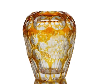 Small CRYSTAL VASE with Amber Overlay - NACHTMANN