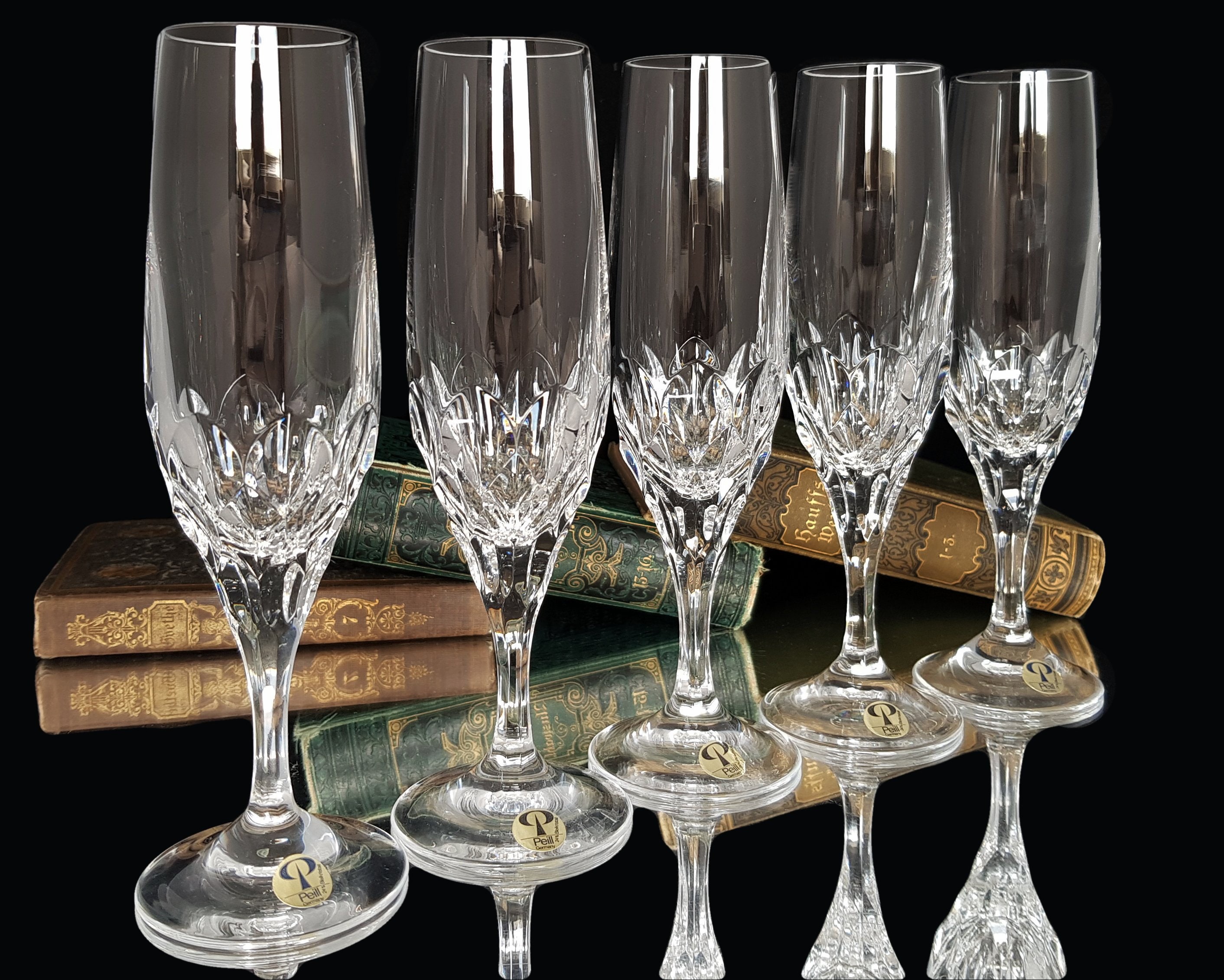 5x Cut Crystal CHAMPAGNE FLUTES