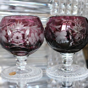 Amethyst Crystal COGNAC GLASSES - NACHTMANN Traube  / Grapes Pattern| Set of 2