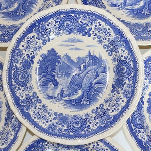 5x Large Porcelain Soup Plates - VILLEROY & BOCH Burgenland Blue