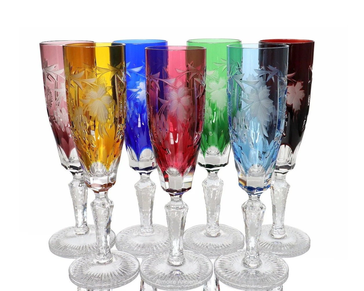 1x Crystal Champagne Flute with Colored Overlay - NACHTMANN Traube