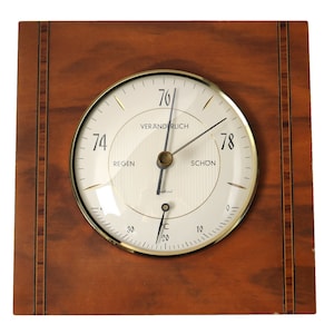Maritime Barometer & Thermometer, Wood and Brass - Weather Station - GISCHART
