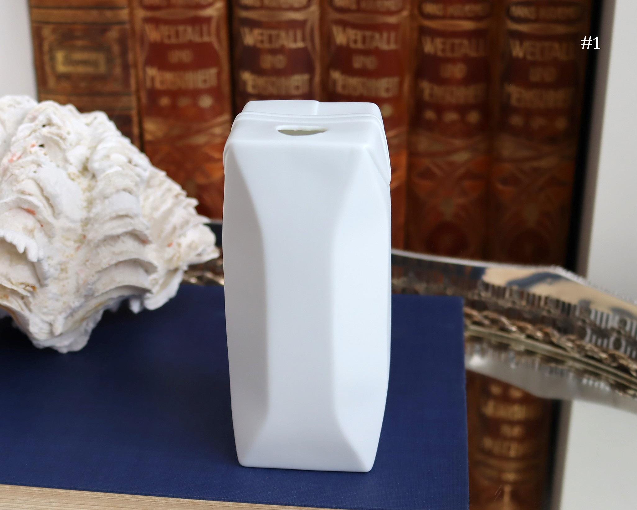 1x Bisque Porcelain Vase in Milk Carton Design - ROSENTHAL Do Not
